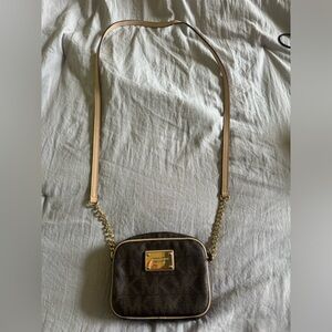 Michael Kors Brown Crossbody Bag with Gold Hardware